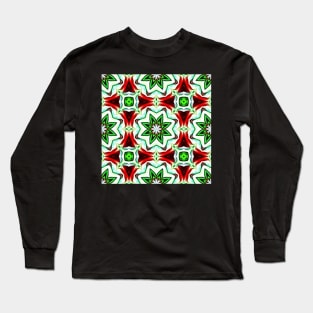 Red and Green Christmas Pattern Number 20 Long Sleeve T-Shirt